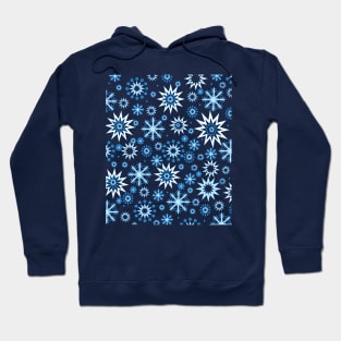 Winter pattern with snowflakes on blue Hoodie